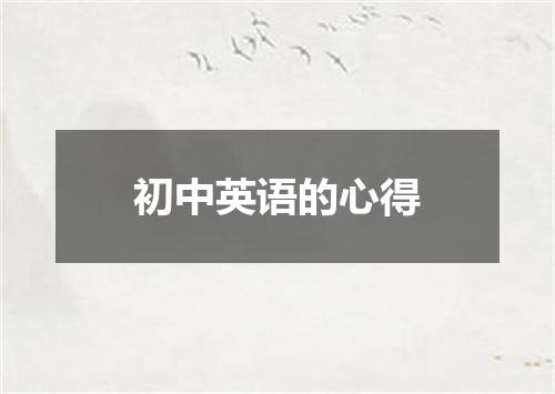 初中英语的心得