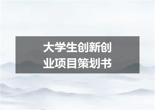 大学生创新创业项目策划书