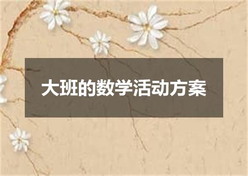 大班的数学活动方案