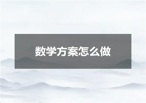 数学方案怎么做
