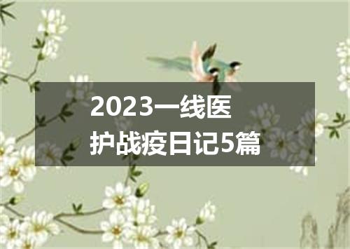 2023一线医护战疫日记5篇