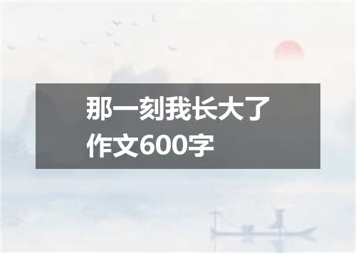 那一刻我长大了作文600字