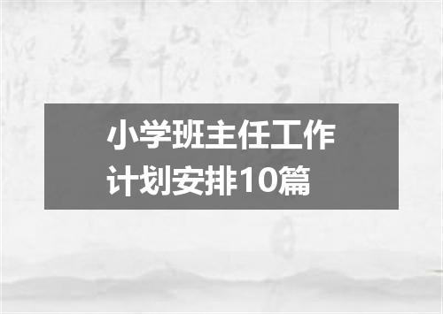 小学班主任工作计划安排10篇