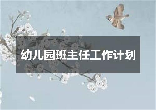 幼儿园班主任工作计划