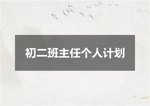 初二班主任个人计划