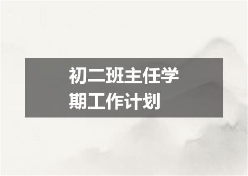 初二班主任学期工作计划