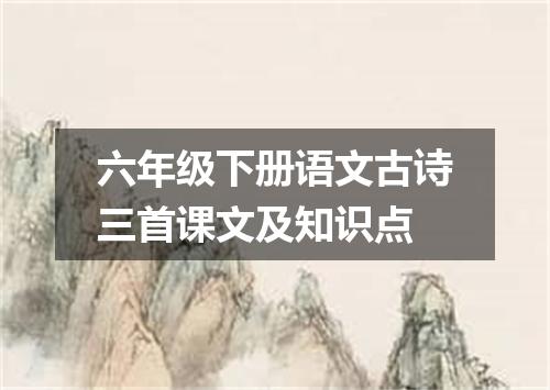 六年级下册语文古诗三首课文及知识点