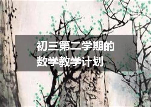 初三第二学期的数学教学计划