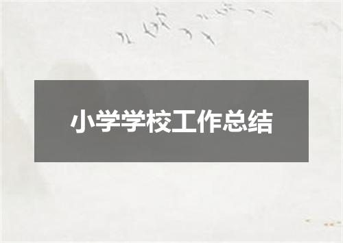 小学学校工作总结