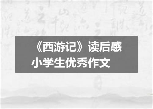 《西游记》读后感小学生优秀作文