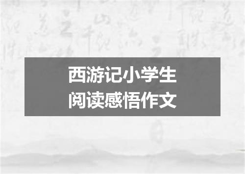 西游记小学生阅读感悟作文