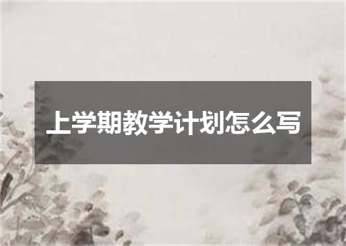 上学期教学计划怎么写