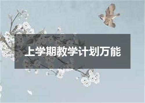 上学期教学计划万能