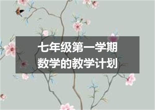 七年级第一学期数学的教学计划