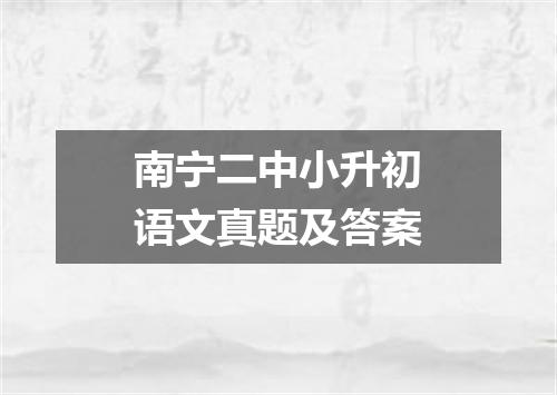 南宁二中小升初语文真题及答案