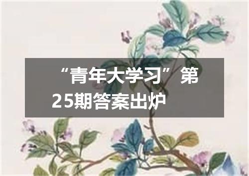 “青年大学习”第25期答案出炉