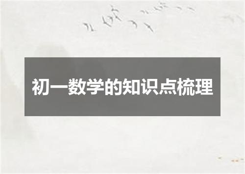 初一数学的知识点梳理