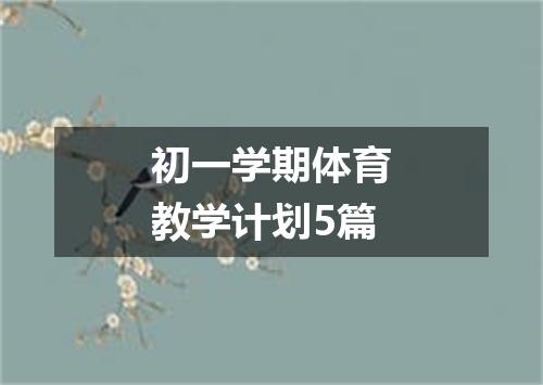 初一学期体育教学计划5篇