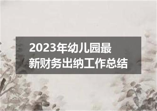2023年幼儿园最新财务出纳工作总结