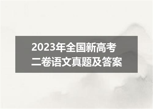 2023年全国新高考二卷语文真题及答案