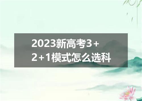 2023新高考3+2+1模式怎么选科