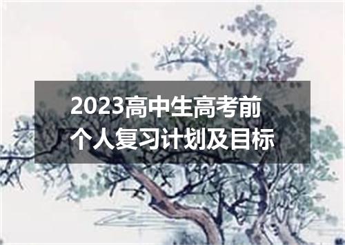 2023高中生高考前个人复习计划及目标