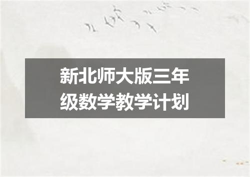 新北师大版三年级数学教学计划
