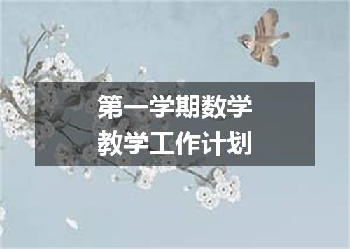 第一学期数学教学工作计划