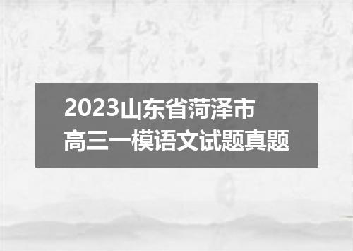 2023山东省菏泽市高三一模语文试题真题