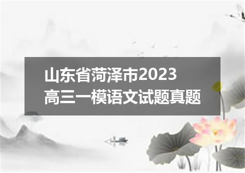 山东省菏泽市2023高三一模语文试题真题