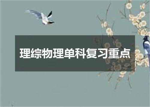 理综物理单科复习重点