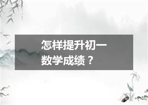 怎样提升初一数学成绩？