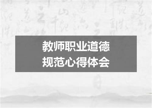教师职业道德规范心得体会