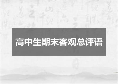 高中生期末客观总评语