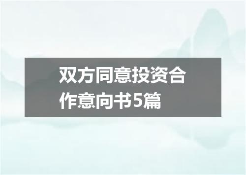 双方同意投资合作意向书5篇