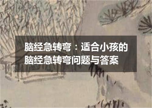 脑经急转弯：适合小孩的脑经急转弯问题与答案