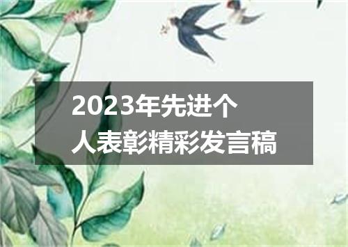 2023年先进个人表彰精彩发言稿