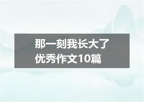 那一刻我长大了优秀作文10篇