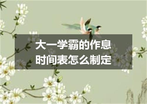 大一学霸的作息时间表怎么制定