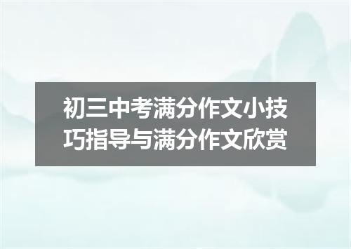初三中考满分作文小技巧指导与满分作文欣赏