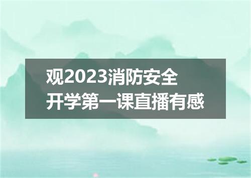 观2023消防安全开学第一课直播有感