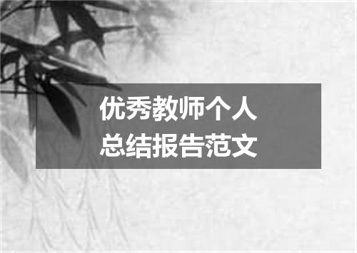 优秀教师个人总结报告范文