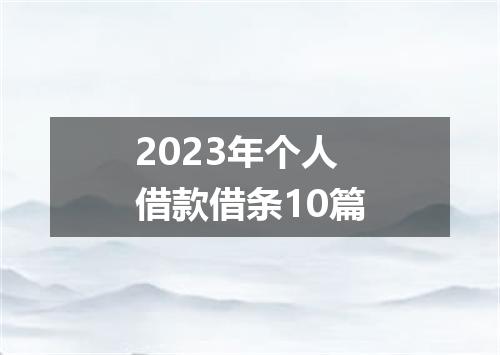 2023年个人借款借条10篇