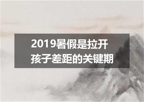 2019暑假是拉开孩子差距的关键期