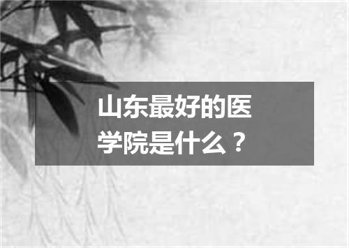 山东最好的医学院是什么？