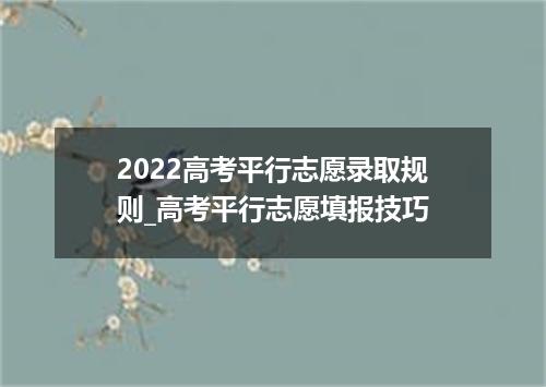 2022高考平行志愿录取规则_高考平行志愿填报技巧
