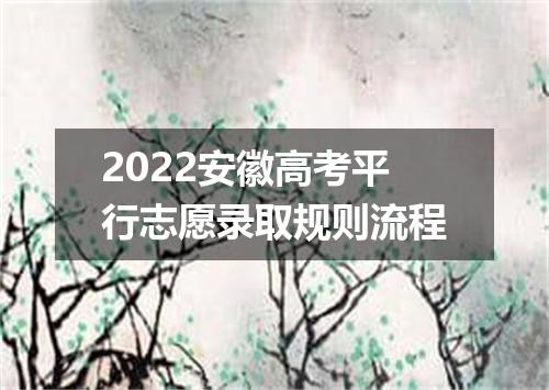 2022安徽高考平行志愿录取规则流程