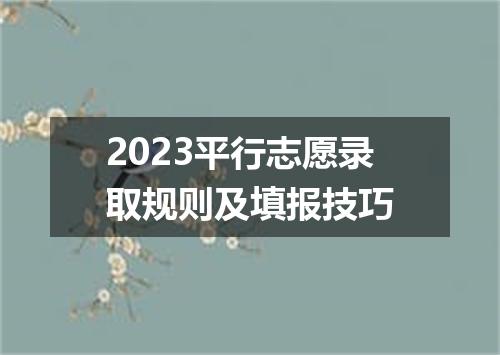 2023平行志愿录取规则及填报技巧