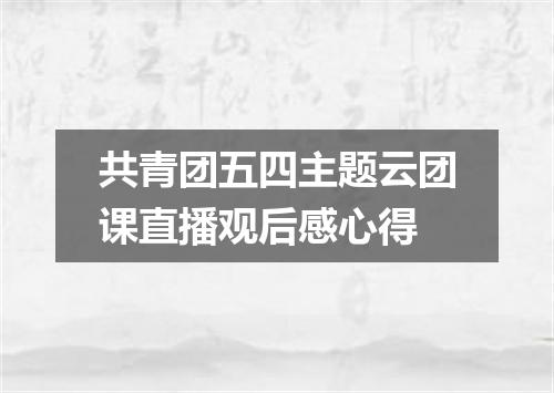 共青团五四主题云团课直播观后感心得