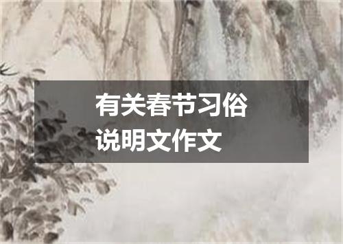 有关春节习俗说明文作文